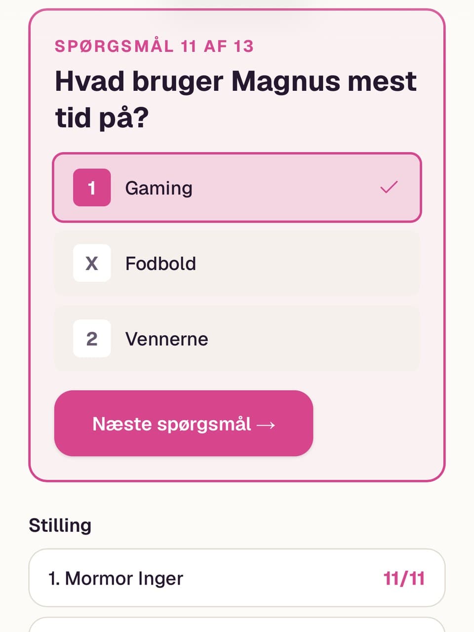 En gissningsfråga om konfirmanden med 1/X/2 och den löpande ställningen